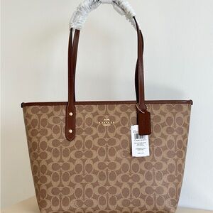 Coach Tan and Brown Signature Tote